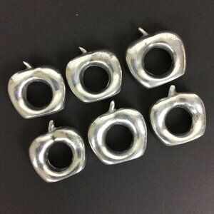 Cast Metal Apple Napkin Rings Set Of 6 Silvertone